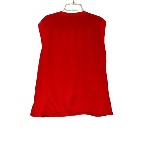 J.Crew Womens Sleeveless Red Blouse Size 10 V-Neck Button Detail Lightweight Top - Picture 4 of 5